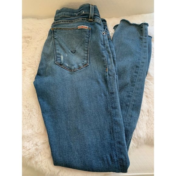 Hudson Jeans Krista Super Skinny Ankle Jeans Size 28 Raw Hem Distressed Light - Picture 7 of 9